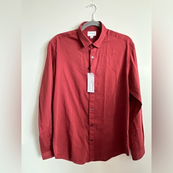 NWT Frank & Oak Cotton Mens Red Button down shirt size medium - Picture 2 of 8